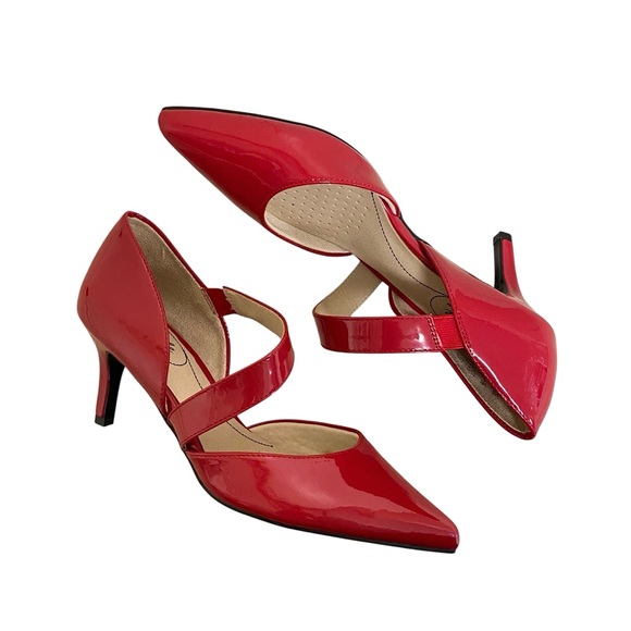 LifeStride soft system Suki cherry red strapy pointed toe pumps heels size 6.5 - Picture 1 of 13